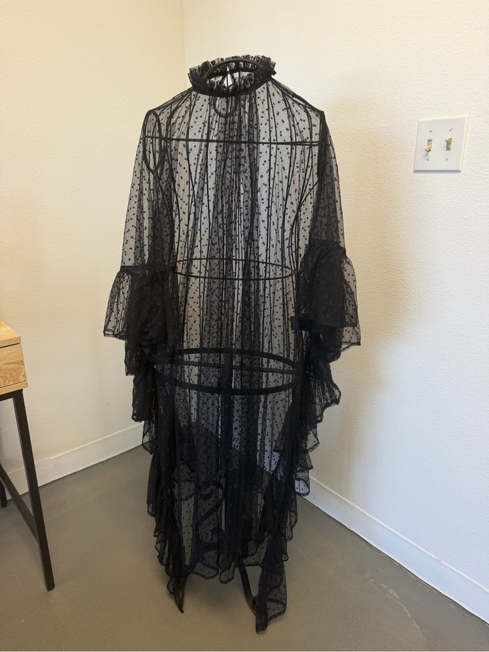 Free People Swiss Dot Ruffle Kaftan One Size - Picture 3 of 8